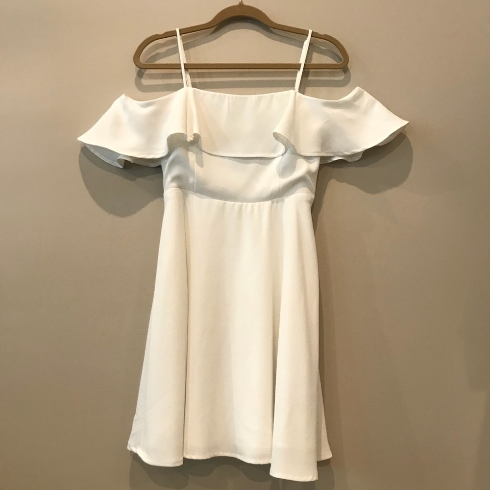 White cold shoulder dress